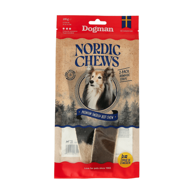 Dogman Nordic Chews Beef Rawhide Strips, 2 stk - SVENSK KOHUD UDEN KEMI