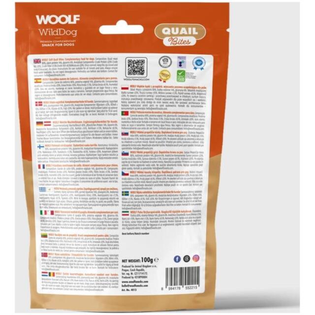 Woolf WildDog Soft Quail Bites 100g