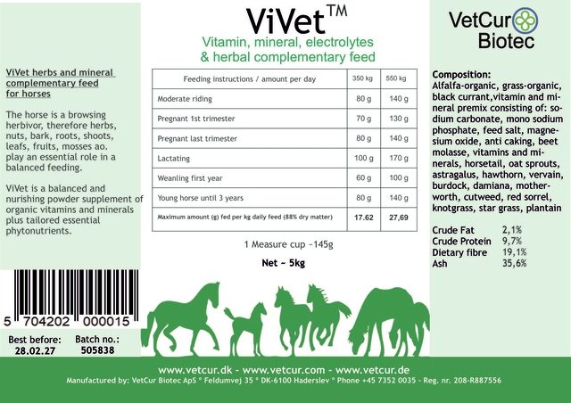 ViVet urtemineral til hest 5 kg