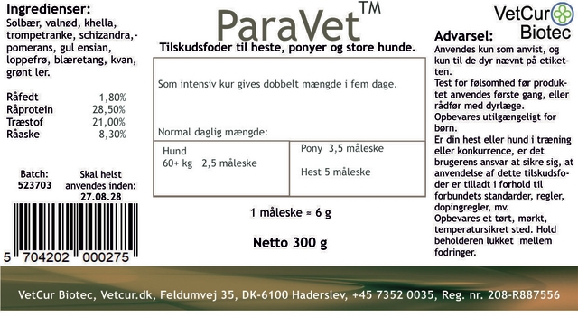 ParaVet til heste, ponyer og store hunde - 300 g pulver