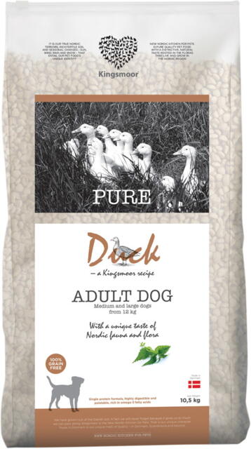 10,5 kg Kingsmoor Pure Duck Dog - mellem og store racer - Fragtfri levering - Godbidder medfølger