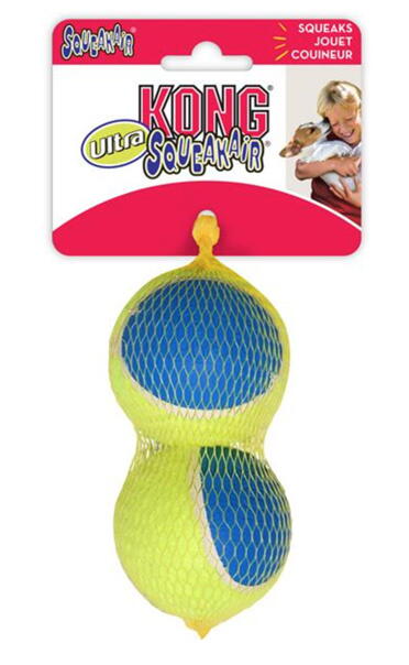 Kong Ultra SqueakAir Ball - gummibold/tennisbold (M: 3 bolde L: 2 bolde)