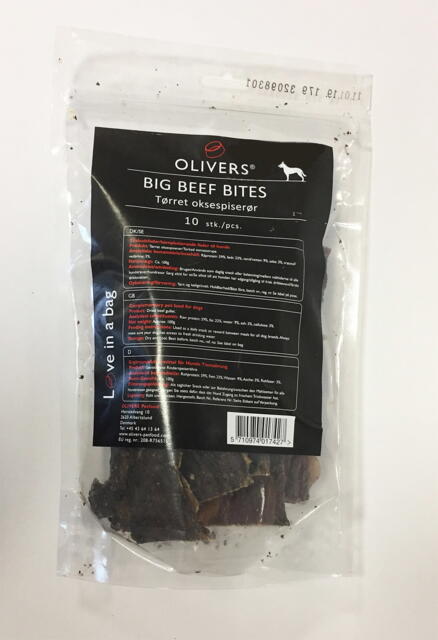Olivers Big Beef Bites -tørret oksespiserør 100 g
