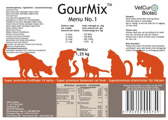 GourMix Menu No. 1 - 5 kg til kat  - DATO 30.6.24
