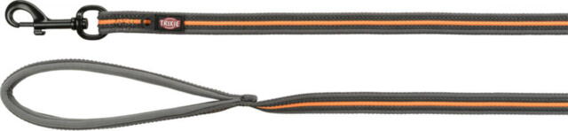 Fusion Sporting Tracking Leash - Sporline Non Slip med neopren håndtag - grå/orange