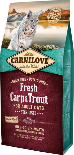 Carnilove Carp & Trout For steriliseret Adult Cats - med frisk tørret kød, 2 kg - KORN og KARTOFFELFRI