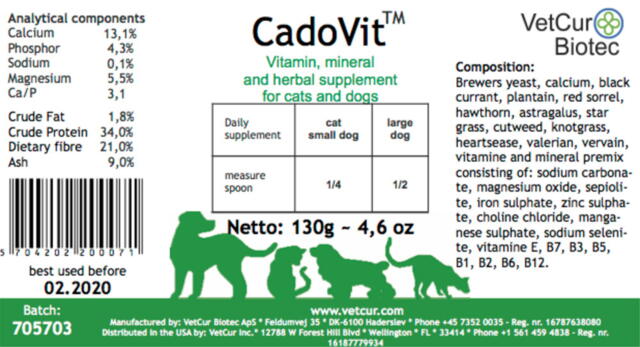 CadoVit 300 g, vitaminer, mineraler og urter