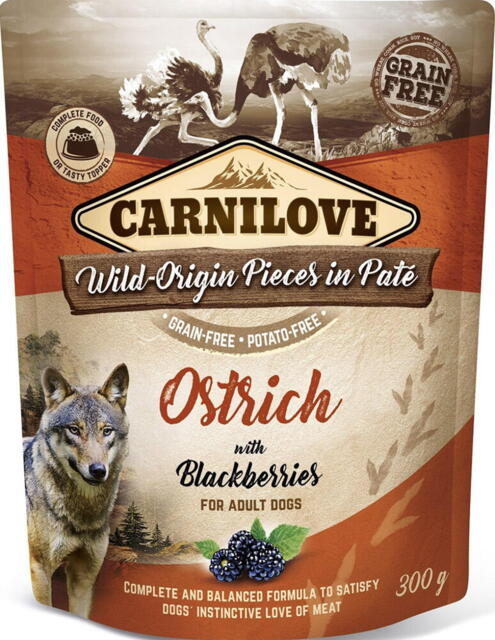 Carnilove Pouch Pate Ostrich With Blackberries - Kornfri, 300 g