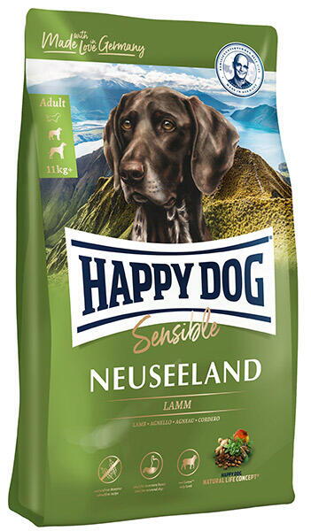 HAPPY DOG Sensible Neuseeland - LAM/FJERKRÆ - Glutenfri 11 kg -  Fragtfri levering