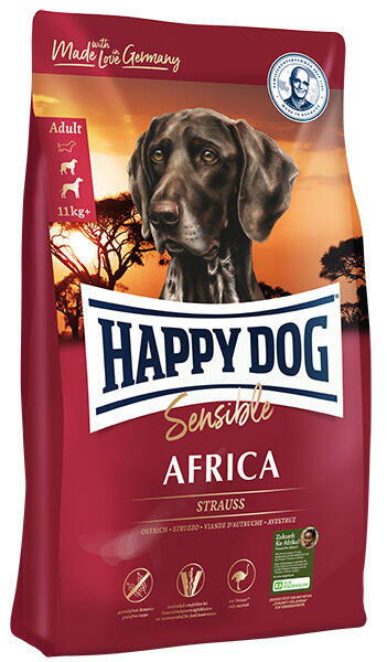 HAPPY DOG Sensible Africa - STRUDS - Kornfri - Singleprotein 11 kg