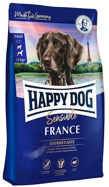 HAPPY DOG Sensible France - AND - Kornfri - Singleprotein 11 kg -  Fragtfri levering