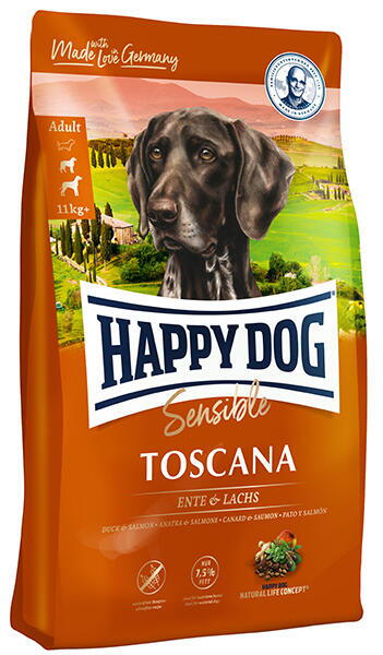 Happy Dog Sensible Toscana. And / Laks - Glutenfri, 11 kg -  Fragtfri levering - godbidder medfølger