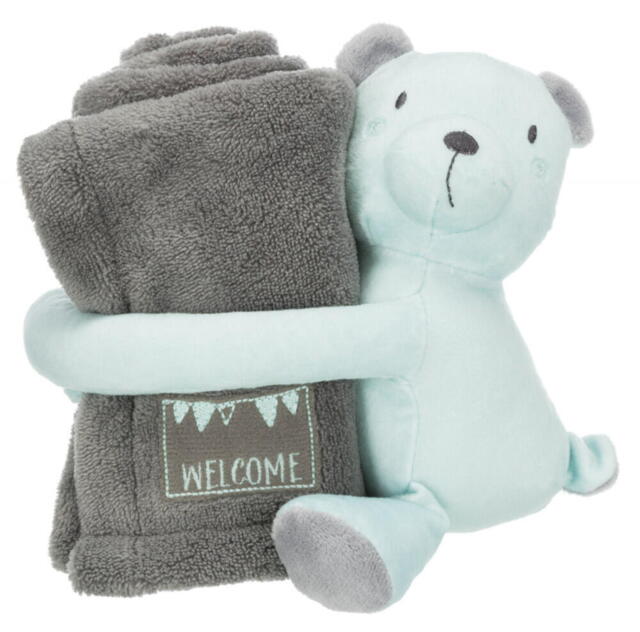 Junior Cuddly sæt, tæppe og bamse, fv. grå/mint