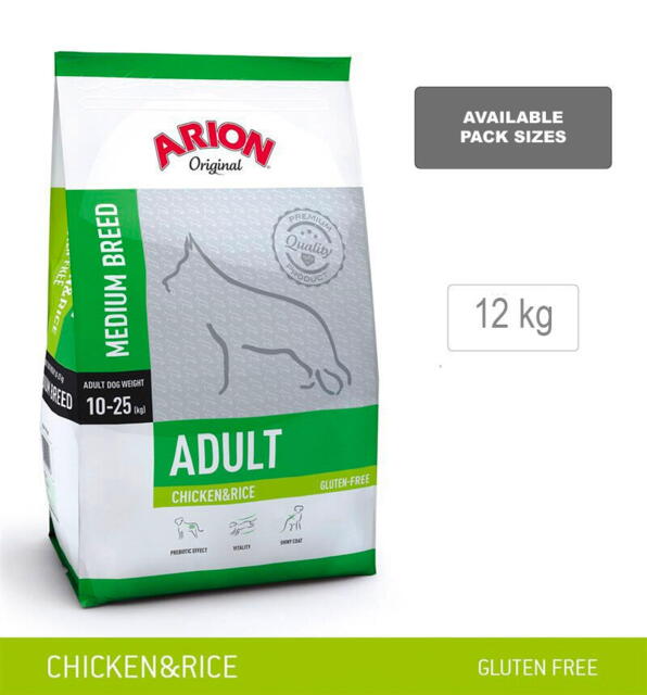 Arion Original Adult Medium Breed, Kylling & Ris, 12 kg – incl gratis levering og 2 slags godbidder