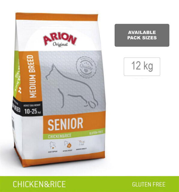 ARION ORIGINAL Senior Medium Breed, Kylling & Ris, 12 kg – incl gratis levering og 2 slags godbidder