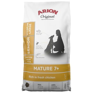 ARION ORIGINAL Senior Medium Breed, Kylling & Ris, 12 kg - NYT NAVN: MATURE 7+ MEDIUM/LARGE