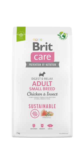Brit Care Dog Sustainable Adult Small Breed - Chicken & Insect - Digest & Relax - 7 kg