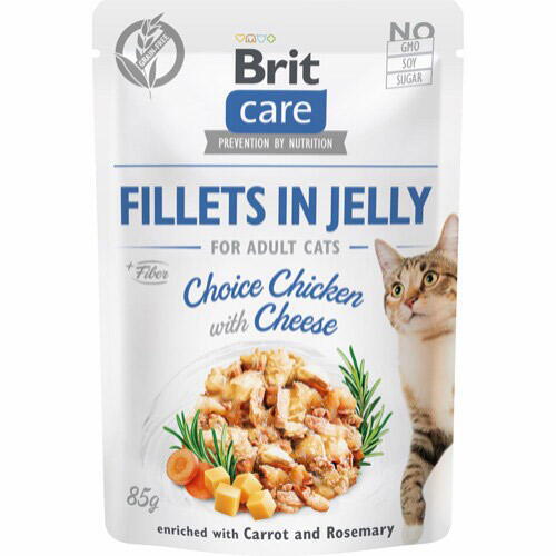 Brit Care Cat Fillet in Jelly Chicken with Cheese, 85 g