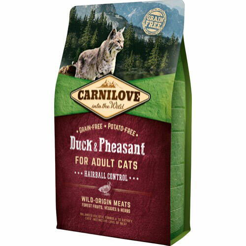 Adult Carnilove Cat - Duck and Pheasant - Hairball Control, 2 kg