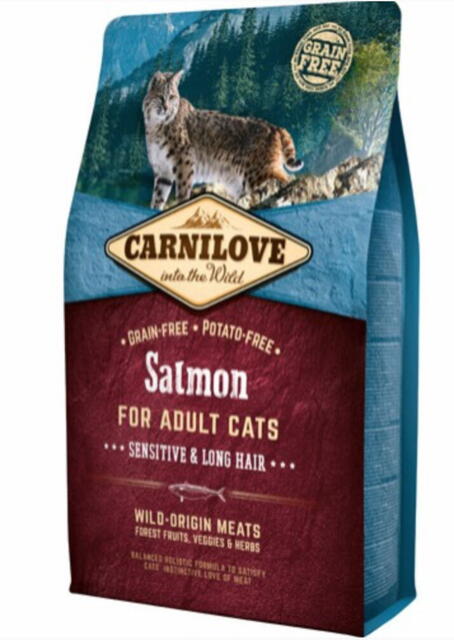 Carnilove for adult cats - Salmon - sensitive og long hair, 2 kg