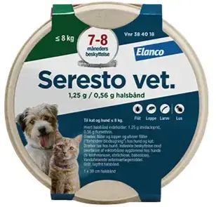 Seresto Vet halsbånd Kat/Hund under 8 kg - NY EMBALLAGE