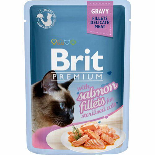 Premium Delic Fil. Gravy med laks F/STER, 85 g - til steriliserede katte