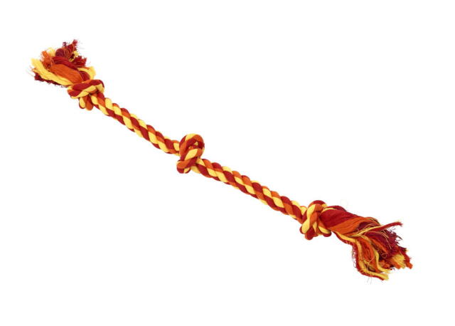 BUSTER Colour Dental Rope 3-Knot, fv. rød/orange/gul, str. L, 63 cm - RESTSALG