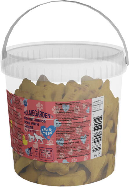 Holmegården’s, 300 gr. biscuit Junior Bones with cheese – bucket