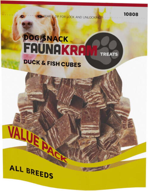 Faunakram kornfri value pack Duck & Fish cubes, 300 g