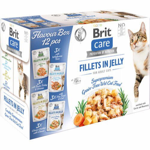 Care Cat Flavour Box Fillet In Jelly, 12 x 85 g - 4 forskellige lækre smage