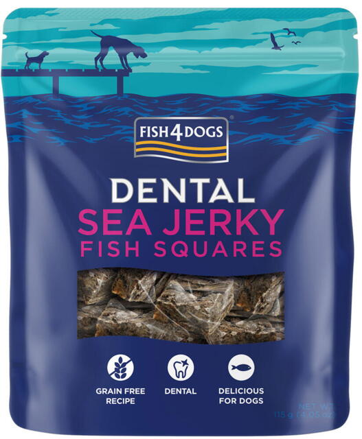 Fish4Dogs Dental Fiskefirkanter -  Sea Jerky Fish Squares 575 g 100% fisk - ca. 2,5 cm