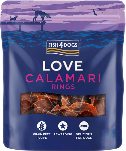 Fish4Dogs Love Calamari Rings, 60 g - 100% Blæksprutte