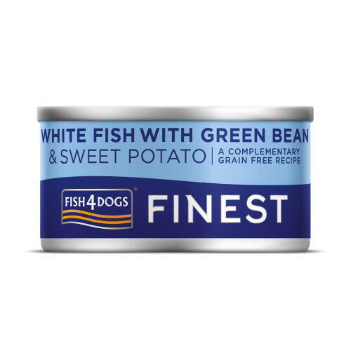 Fish4Dogs - Hvid fisk med grønne bønner og sweet potatoes, 85 g