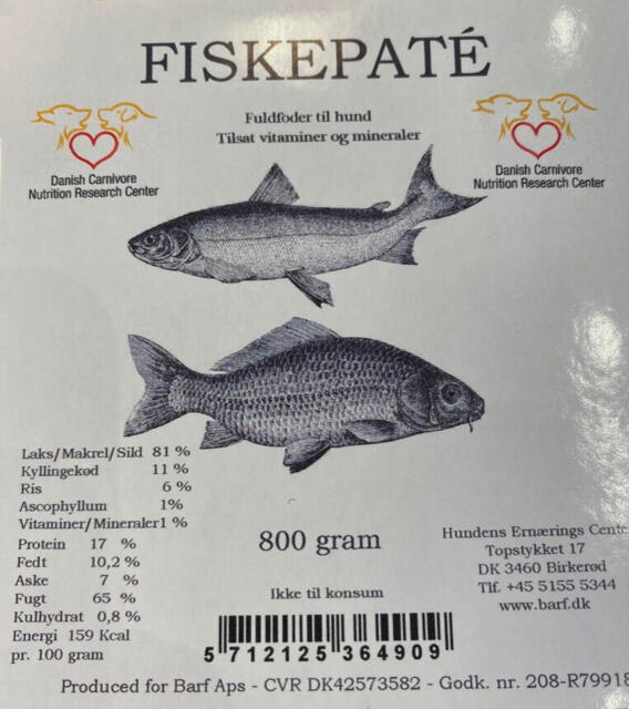 Easybarf Fiske/Kylling paté 800 gram
