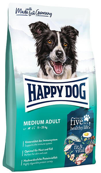 HAPPY DOG 12 kg Fit & Vital Medium Adult 24/13 - Hvedefri - Fragtfri levering