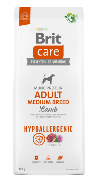 Brit Care Dog Hypoallergenic Adult Medium Lamb 12 kg - INCL. LEVERING