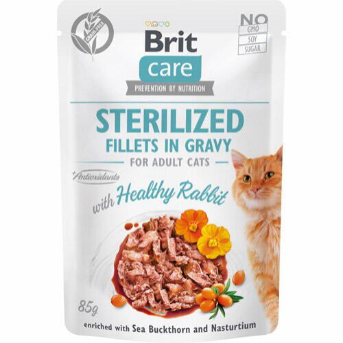 Brit Care cat sterilized fillet in gravy w/rabbit, 85 g