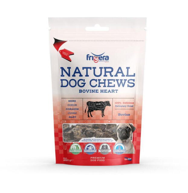 Frigera Natural Dog! Chews Oksehjerter, 250 g