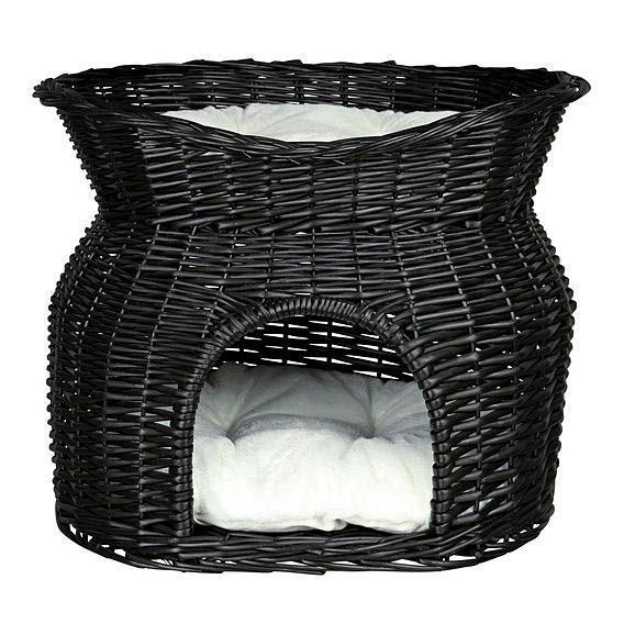 Kattehule med top i pileflet - sort luksusdesign