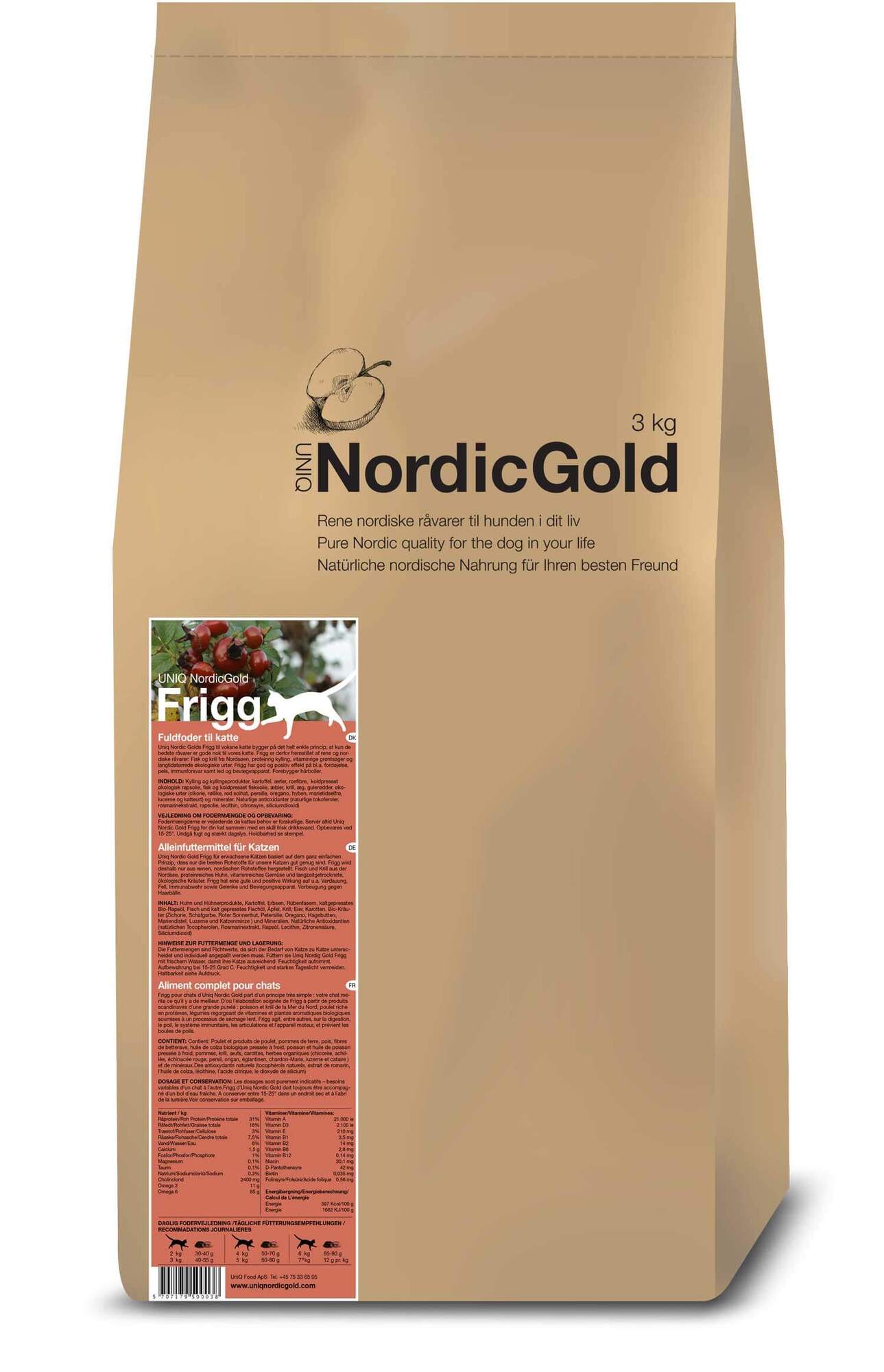 Nordic Gold Frigg - til den kræsne kat - 10 kg - Fragtfri levering - overraskelse medfølger