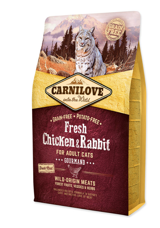 Carnilove Chicken & Rabbit For Adult Cats - med frisk og tørret kød, 2 kg - KORN og KARTOFFELFRI thumbnail