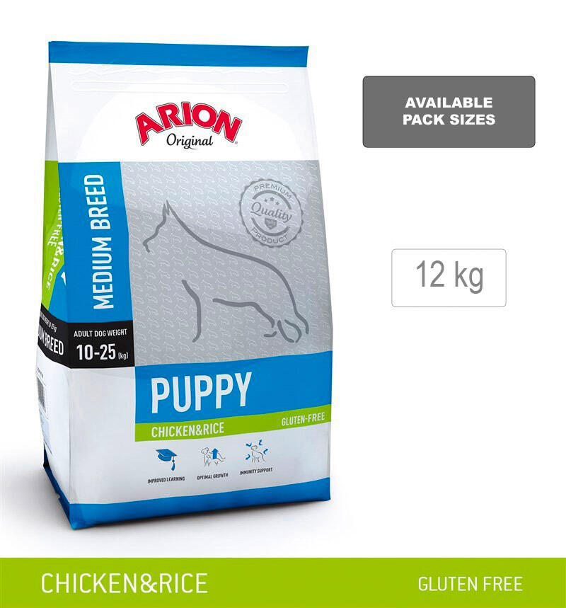 ARION ORIGINAL Puppy Medium Breed, kylling og ris, 12 kg - incl gratis levering og 2 slags godbidder thumbnail