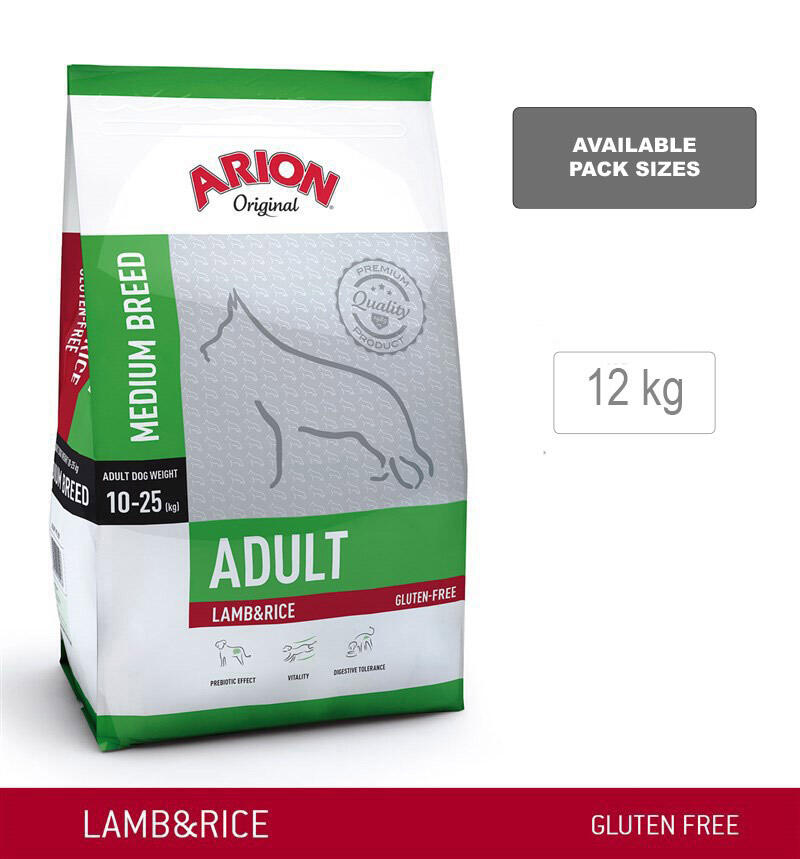 Arion Original Adult Medium Breed, Lam & Ris, 12 kg - incl gratis levering og 2 slags godbidder thumbnail