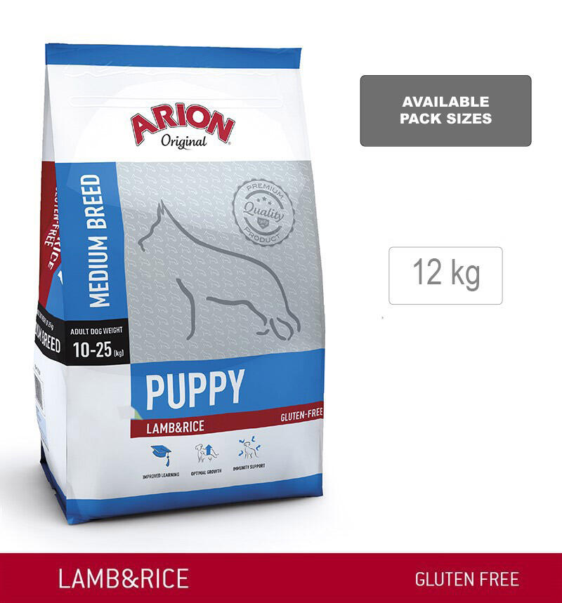 ARION ORIGINAL Puppy Medium Breed, Lam & ris, 12 kg  -  incl gratis levering og 2 slags godbidder thumbnail