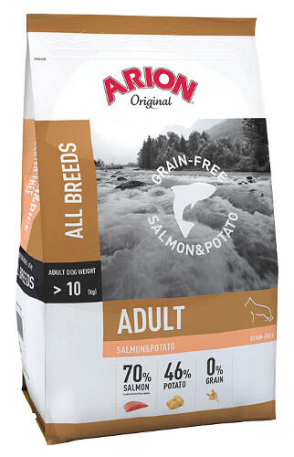 ARION ORIGINAL NO GRAIN Salmon & Potato, 12 kg  -  incl gratis levering og 2 slags godbidder thumbnail