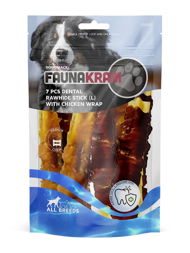 Faunakram 7 stk. kornfri dental stick med kylling, 220 gram thumbnail