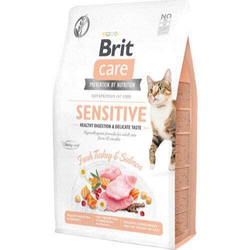 Brit Care Cat Grain-Free Sensitive Healthy Digestion and Delicate Taste, 2 kg - incl. gratis vådfoder thumbnail