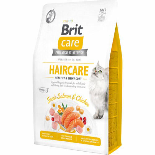 Brit Care Cat Grain-Free Haircare Healthy and Shiny Coat, 2 kg - incl. gratis vådfoder thumbnail