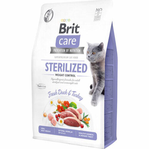 Brit Care Cat Grain-Free Sterilized and Weight Control, 2 kg - incl. gratis vådfoder thumbnail