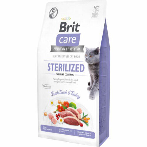 Brit Care Cat Grain-Free Sterilized and Weight Control, 7 kg - - incl. gratis levering og gratis vådfoder thumbnail